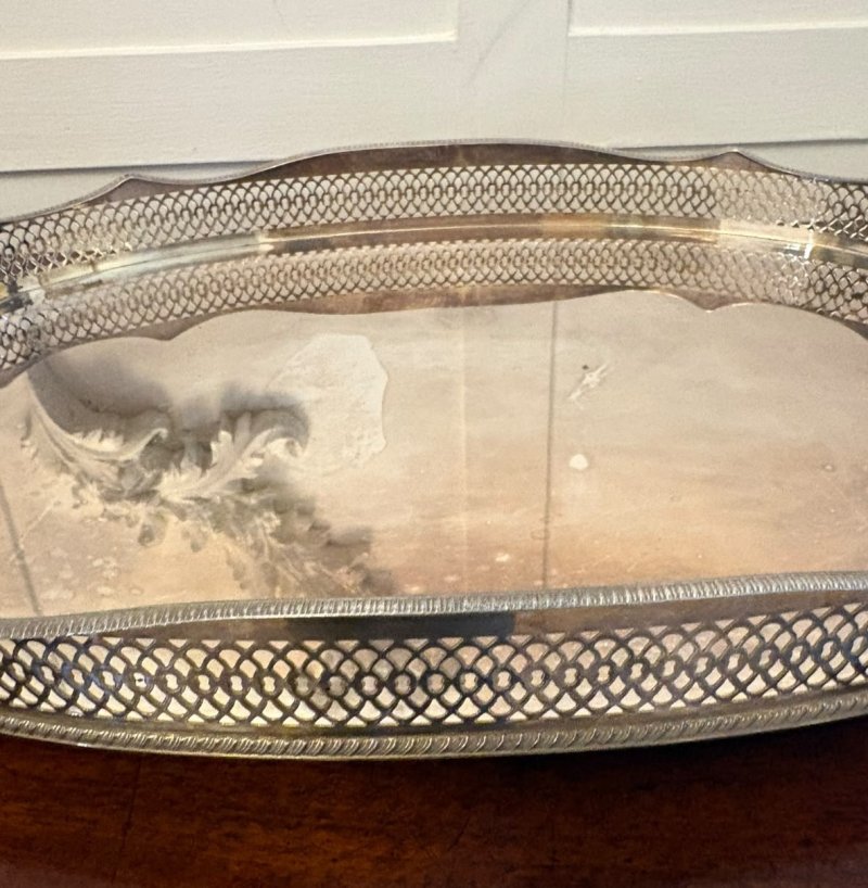 Antique Edwardian Silver Plated Gallery Tea Tray - Image 3