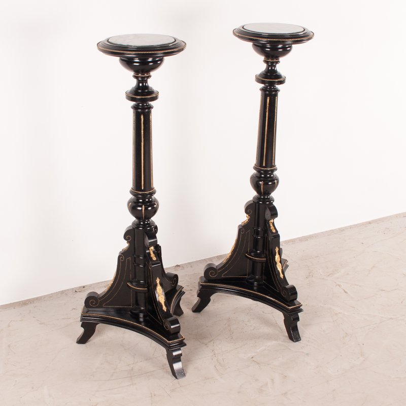 Pair Of Ebonised Highly Decorative Torcheres - Image 3