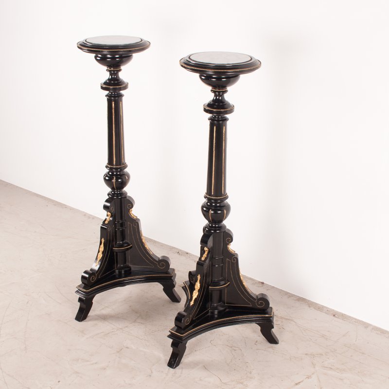 Pair Of Ebonised Highly Decorative Torcheres - Image 4