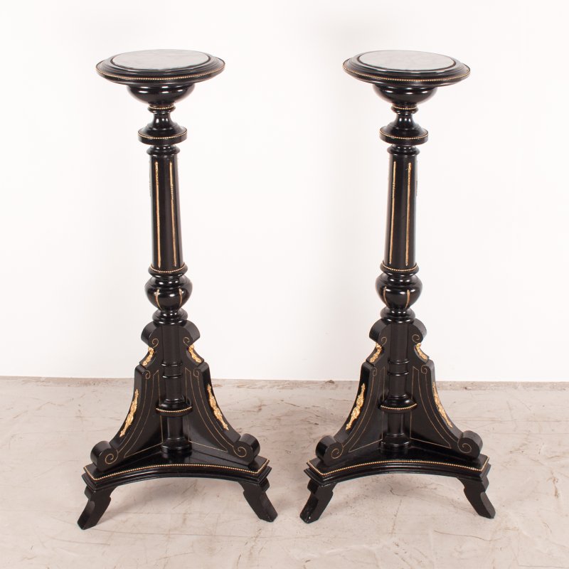 Pair Of Ebonised Highly Decorative Torcheres - Image 5