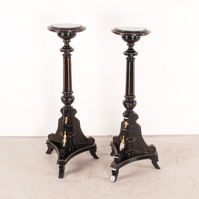Pair Of Ebonised Highly Decorative Torcheres - Image 6