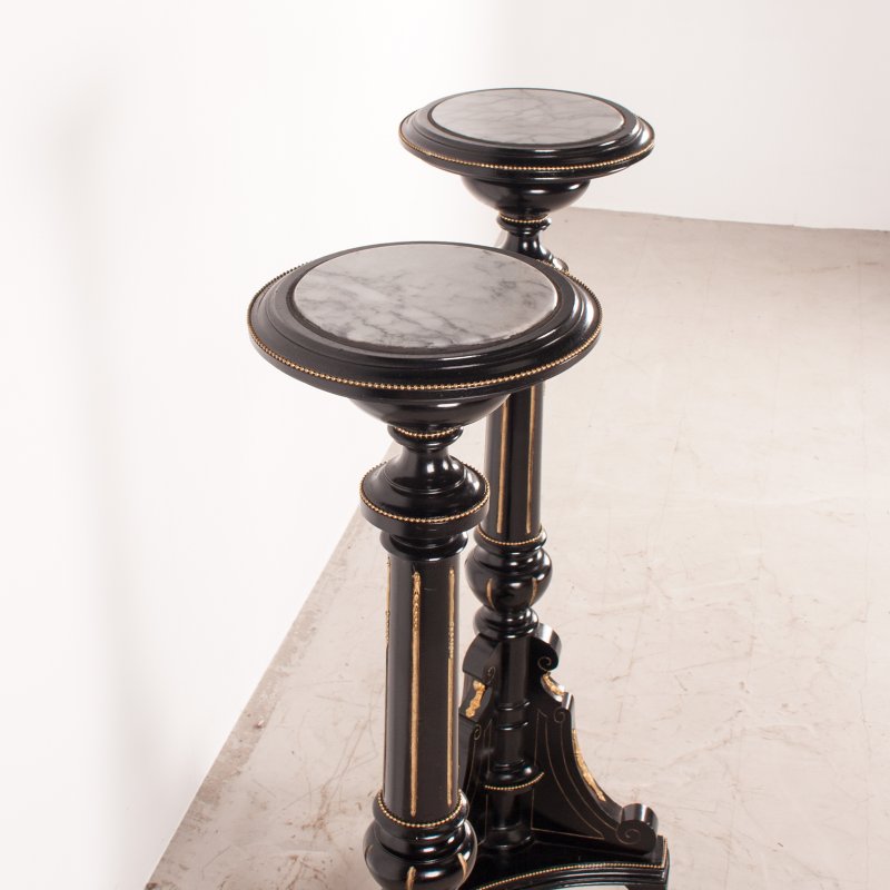 Pair Of Ebonised Highly Decorative Torcheres - Image 12