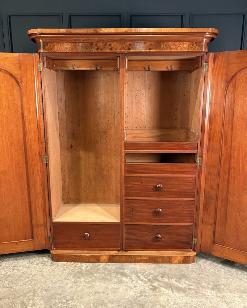 Superb Victorian Figured Walnut Wardrobe - Image 7