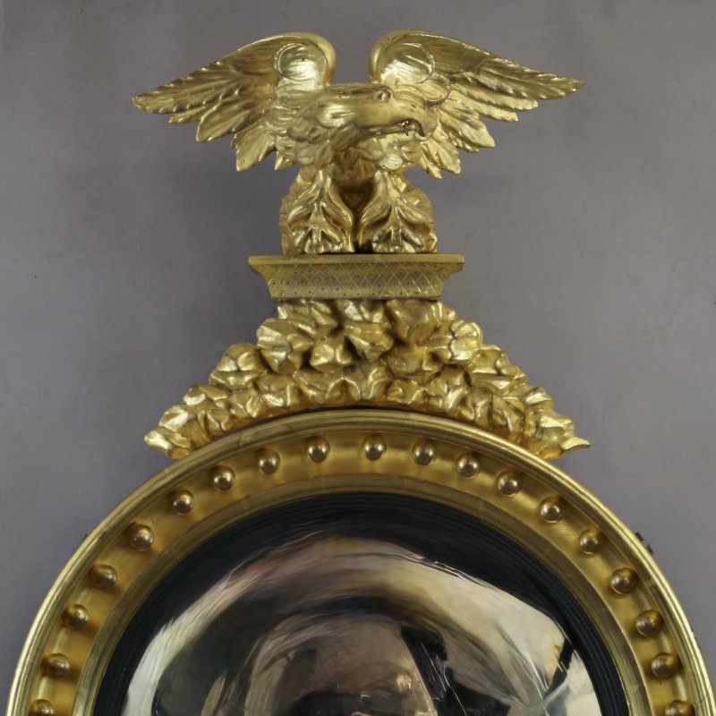 A Regency Gilt Wood Convex Mirror - Image 2