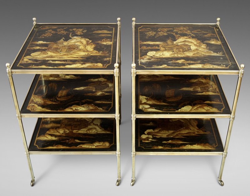 Fine Pair Brass Etageres/Side Table - Image 2