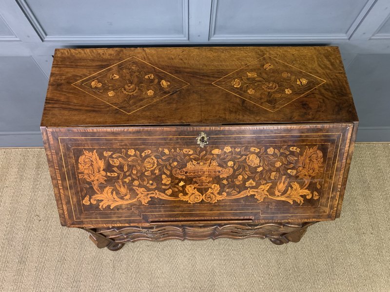 18th Century Dutch Marquetry Walnut Bureau - Image 10