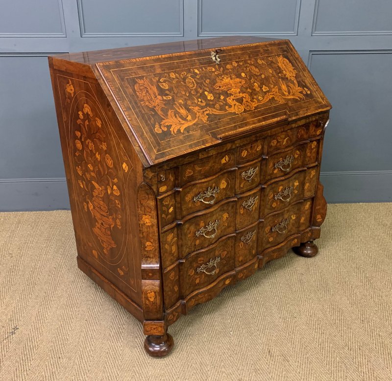 18th Century Dutch Marquetry Walnut Bureau - Image 2