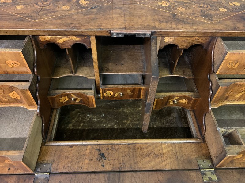 18th Century Dutch Marquetry Walnut Bureau - Image 4