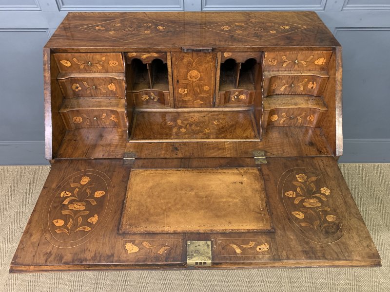 18th Century Dutch Marquetry Walnut Bureau - Image 7