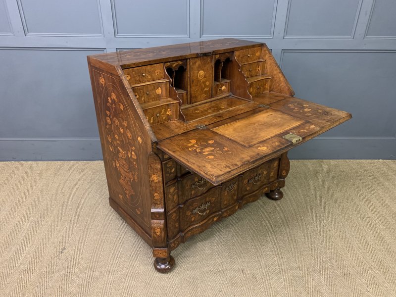 18th Century Dutch Marquetry Walnut Bureau - Image 8