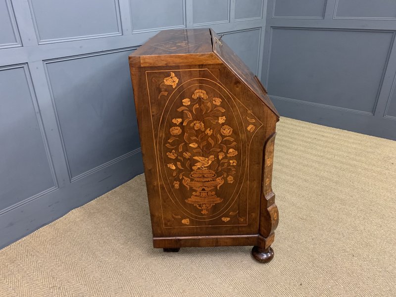 18th Century Dutch Marquetry Walnut Bureau - Image 9