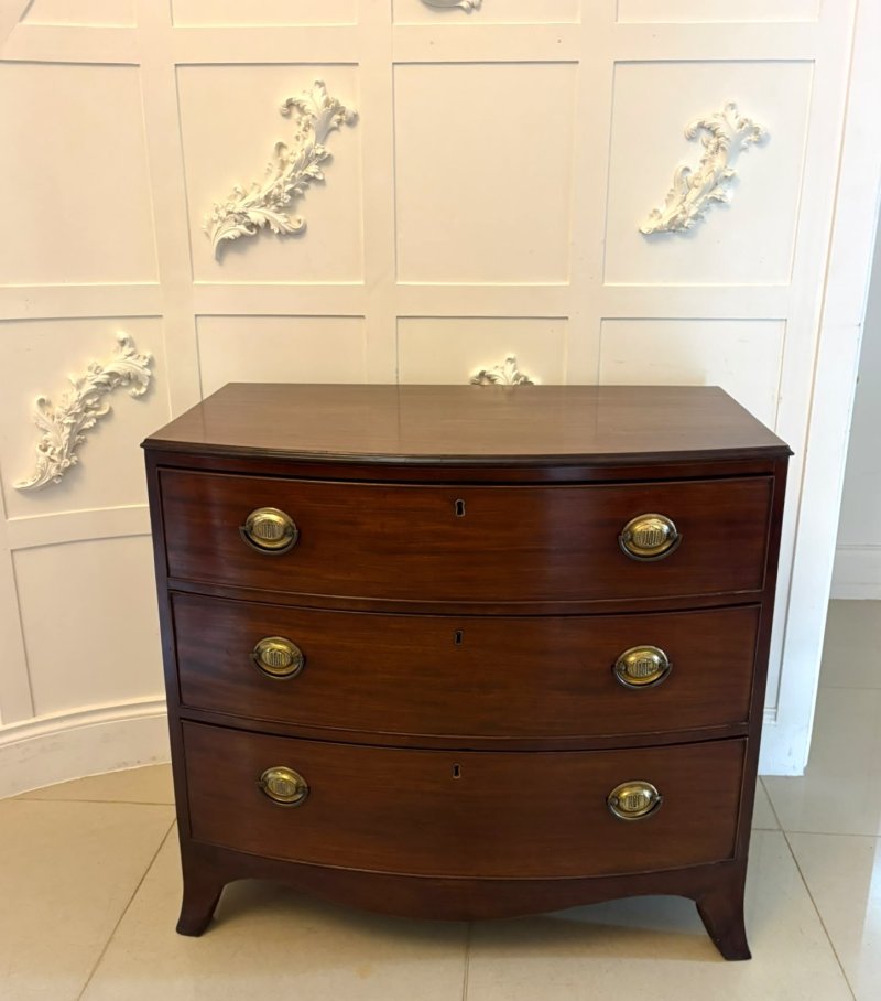 Antique Georgian Quality Mahogany Bow Front Chest of Drawers