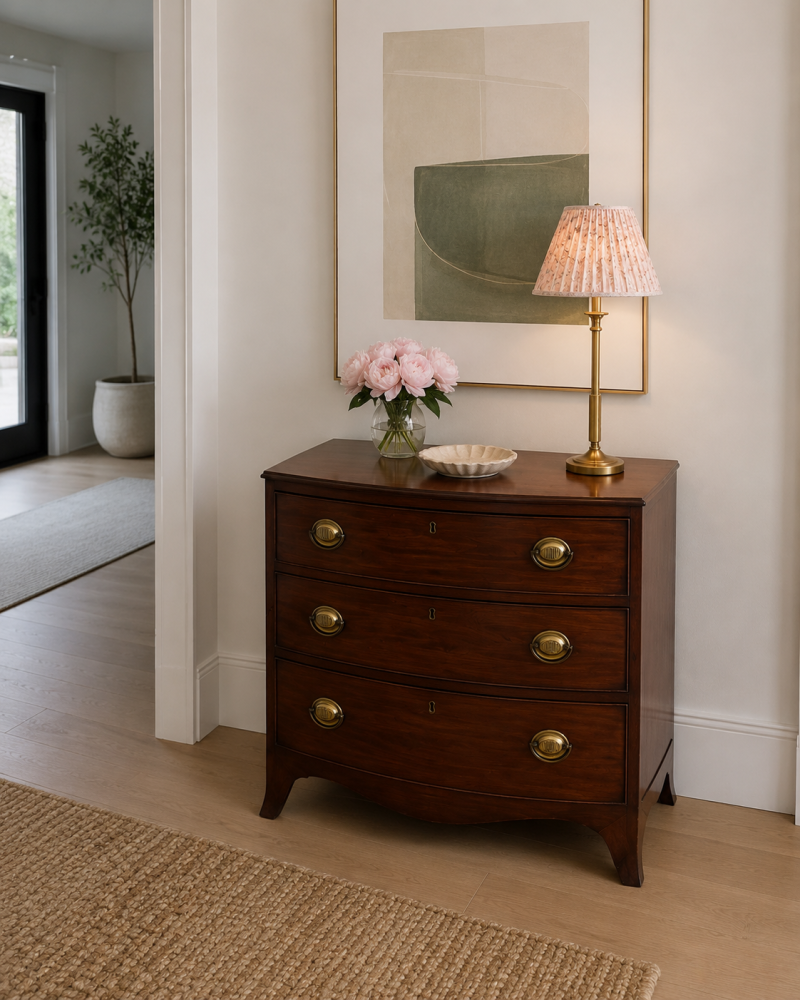 Antique Georgian Quality Mahogany Bow Front Chest of Drawers - Image 10
