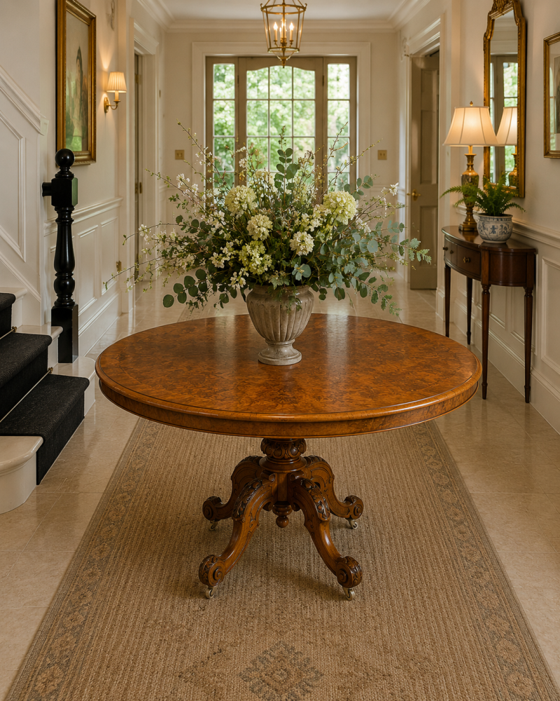Antique Victorian Burr Walnut 6 Seater Oval Tilt-Top Centre Dining Table - Image 16