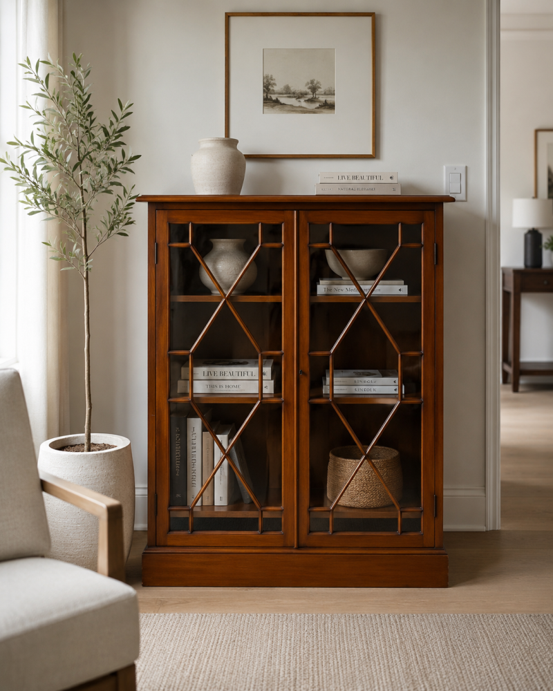 Antique Victorian Mahogany Glazed Bookcase Display Cabinet - Image 2
