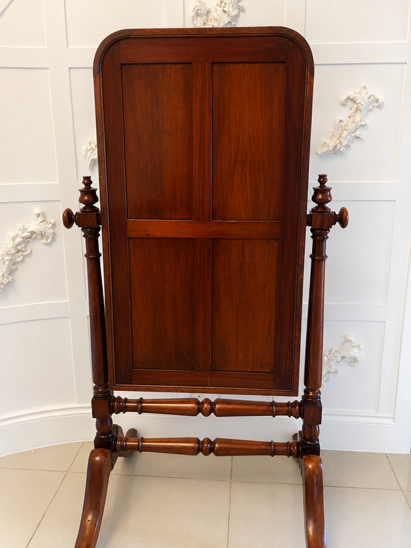 Antique Victorian Mahogany Freestanding Cheval Dressing Mirror - Image 3
