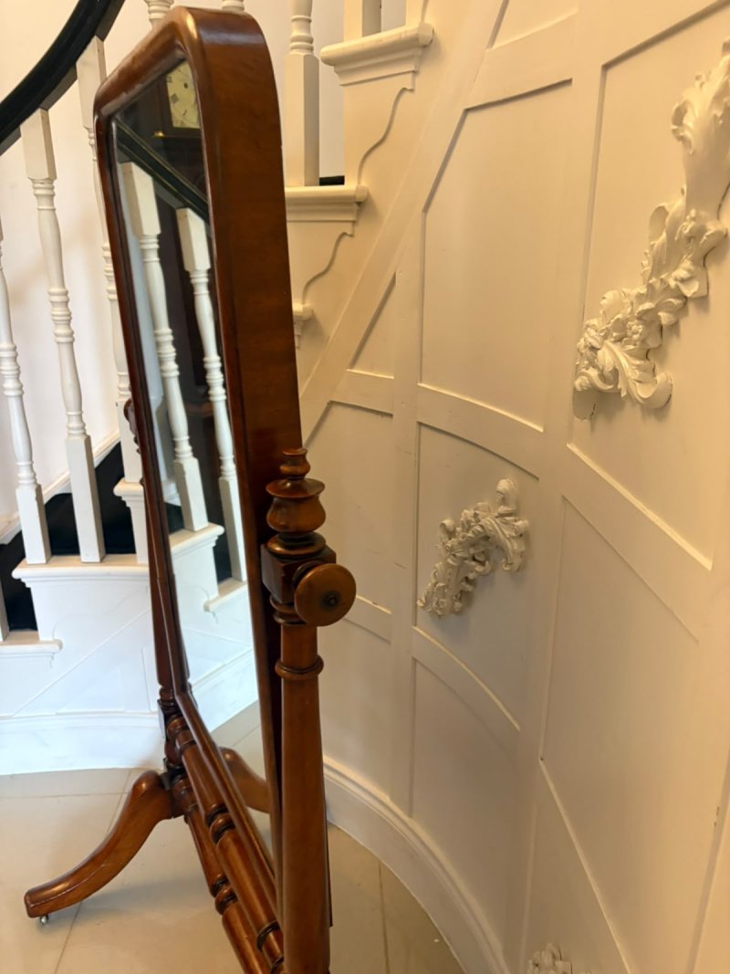 Antique Victorian Mahogany Freestanding Cheval Dressing Mirror - Image 4