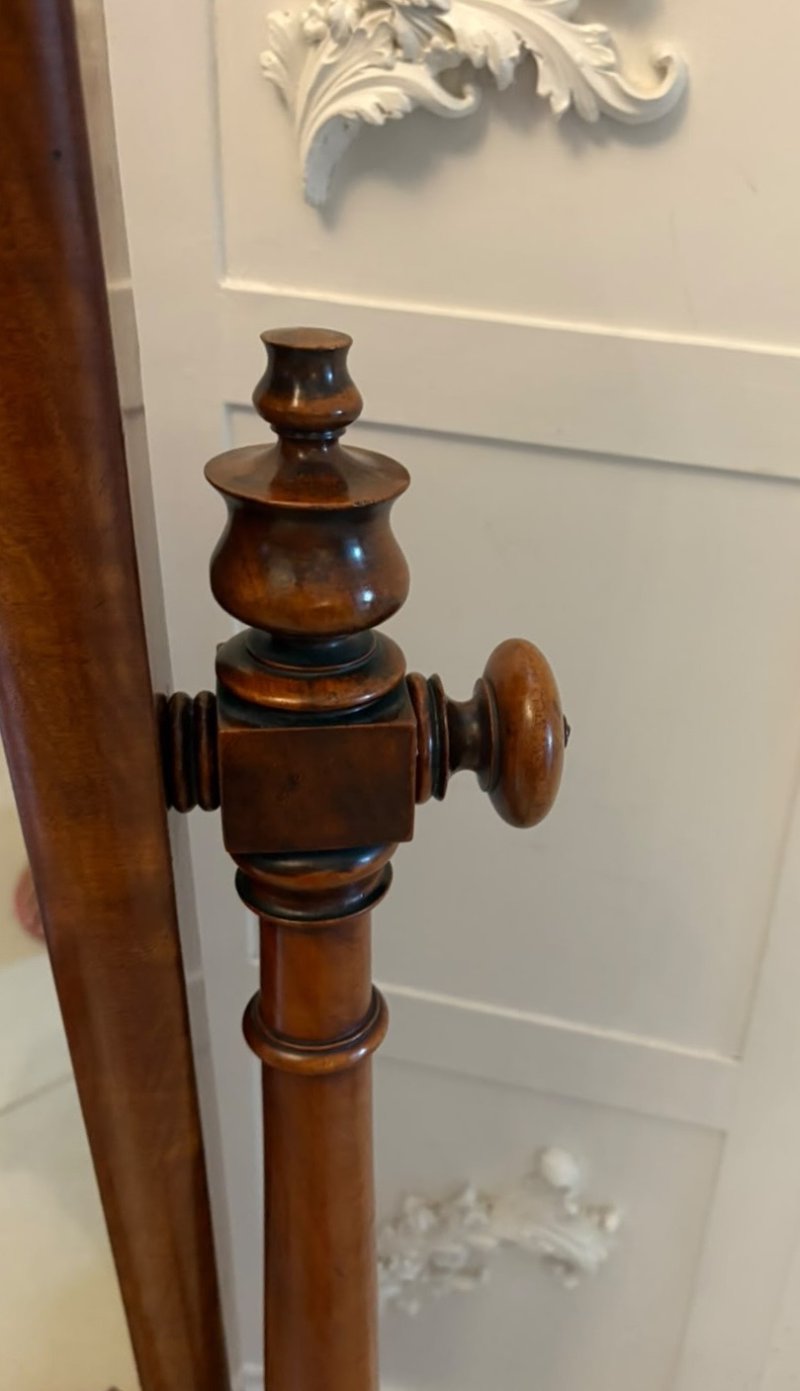 Antique Victorian Mahogany Freestanding Cheval Dressing Mirror - Image 8