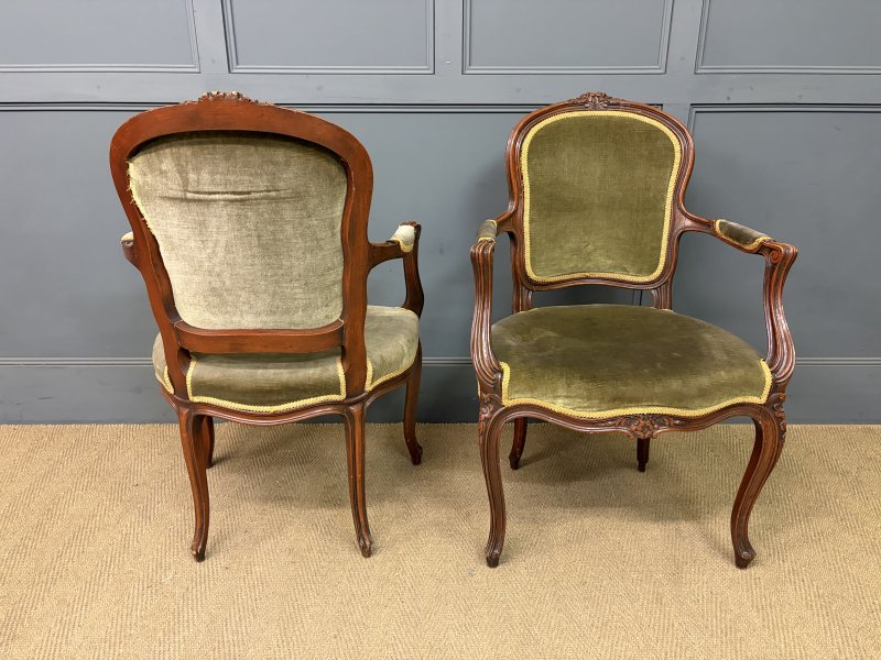 Pair of French Carved Mahogany Armchairs - Image 4
