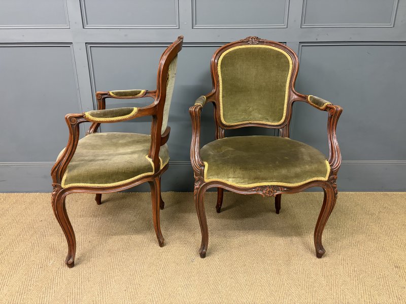 Pair of French Carved Mahogany Armchairs - Image 6