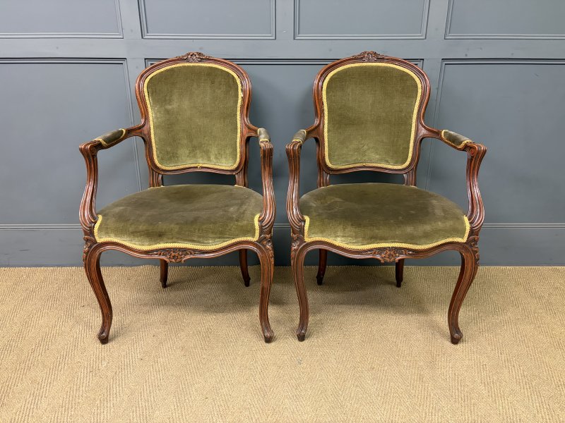 Pair of French Carved Mahogany Armchairs - Image 8