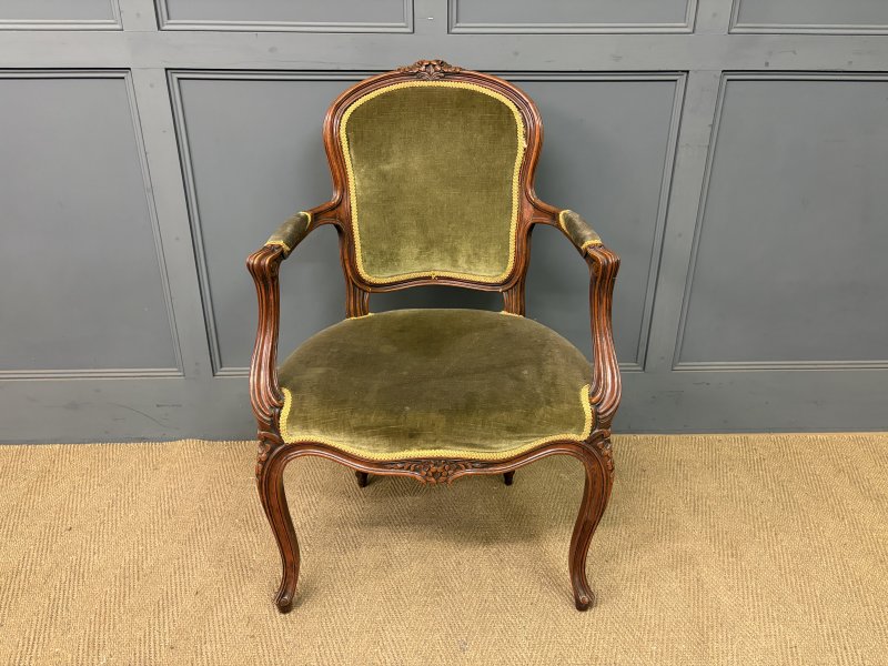 Pair of French Carved Mahogany Armchairs - Image 5