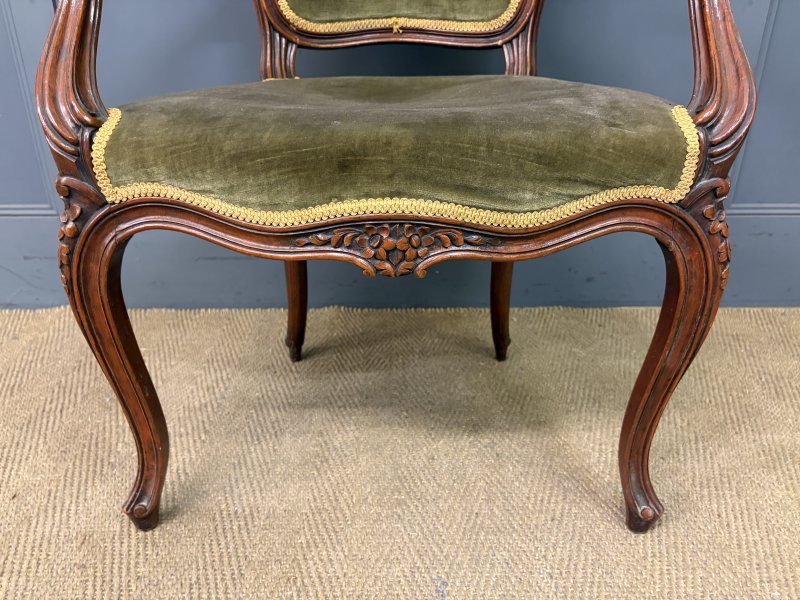 Pair of French Carved Mahogany Armchairs - Image 3