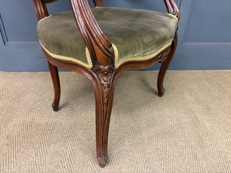 Pair of French Carved Mahogany Armchairs - Image 11