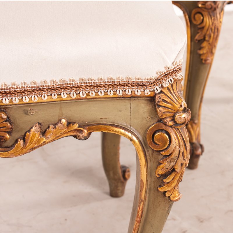 Decorative Pair Of Painted And Gilded Continental 19thC Stools - Image 10
