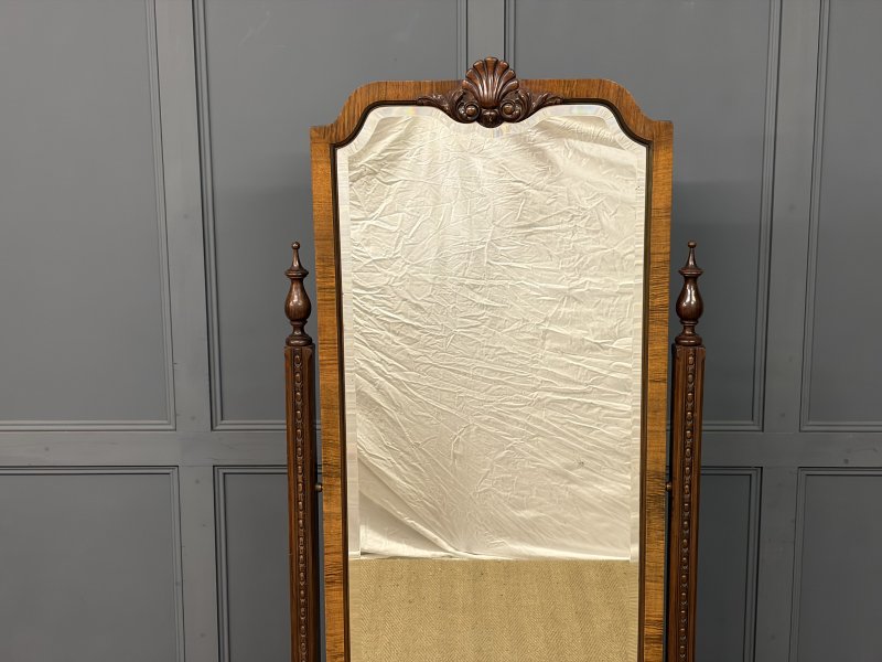 Queen Anne Style Walnut Cheval Mirror - Image 5