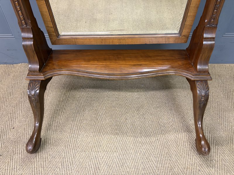 Queen Anne Style Walnut Cheval Mirror - Image 13