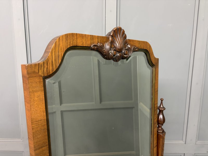 Queen Anne Style Walnut Cheval Mirror - Image 6