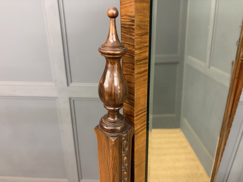 Queen Anne Style Walnut Cheval Mirror - Image 7