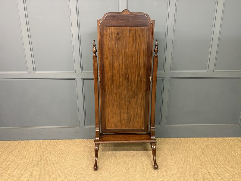 Queen Anne Style Walnut Cheval Mirror - Image 3
