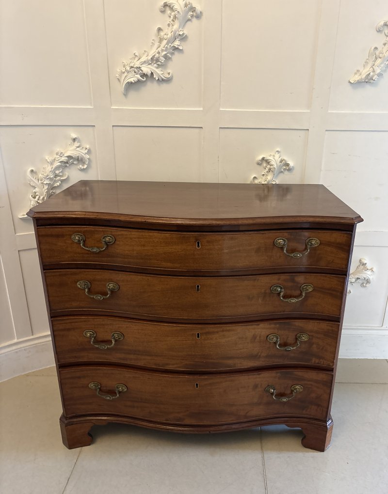 Antique 18th Century Georgian Mahogany Serpentine Chest of Four Drawers - Image 5