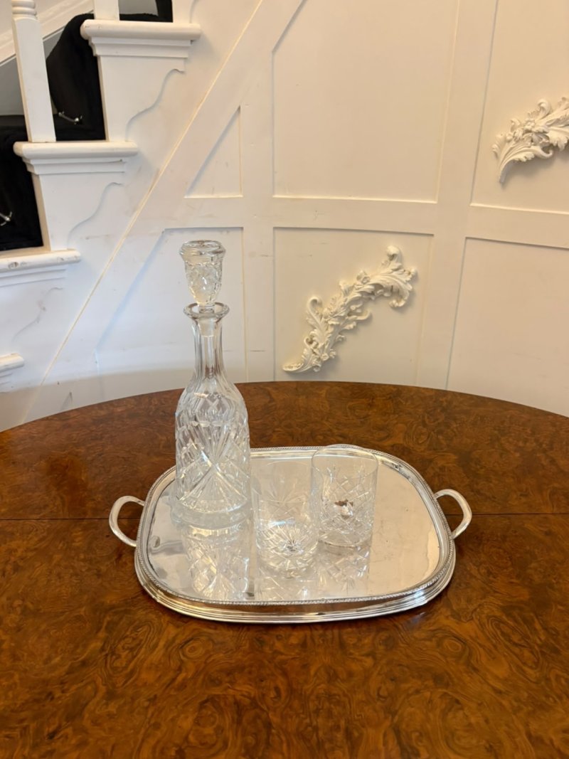 Antique Victorian Silver Plated Drinks Serving Tray with Handles - Image 10
