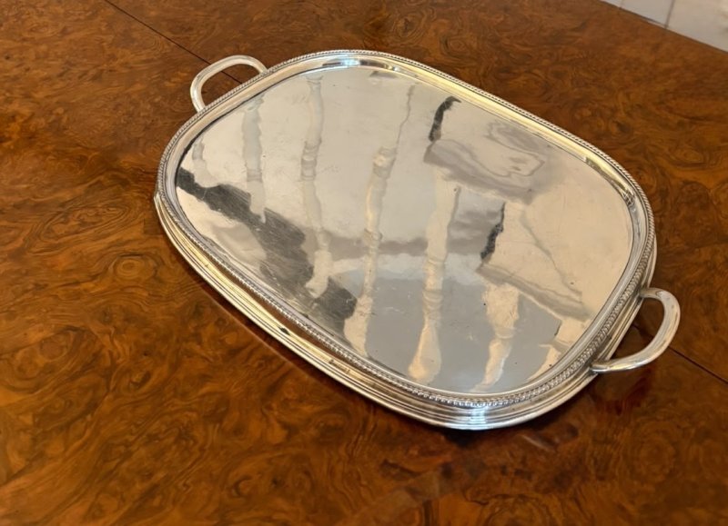 Antique Victorian Silver Plated Drinks Serving Tray with Handles - Image 6