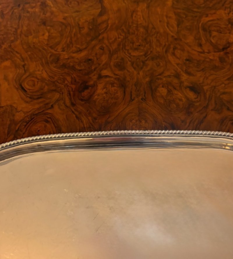 Antique Victorian Silver Plated Drinks Serving Tray with Handles - Image 3