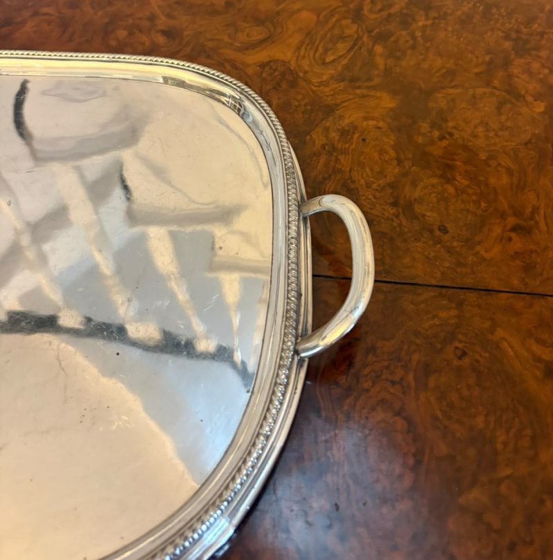 Antique Victorian Silver Plated Drinks Serving Tray with Handles - Image 7