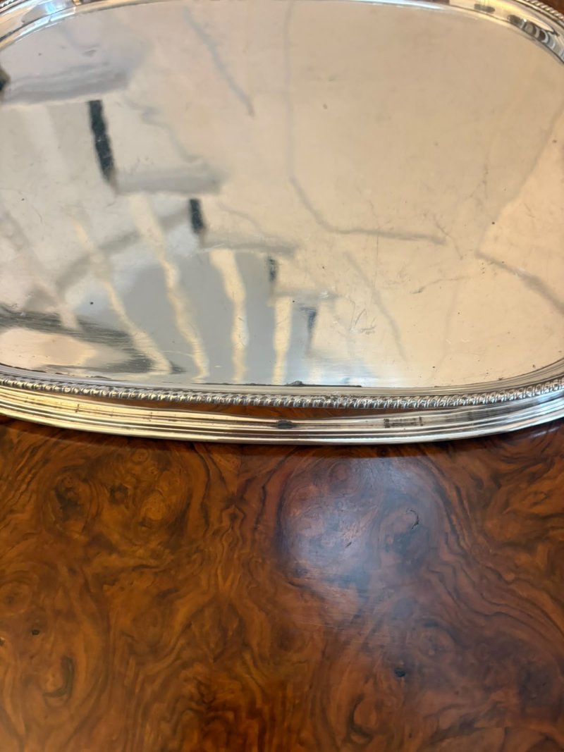 Antique Victorian Silver Plated Drinks Serving Tray with Handles - Image 5