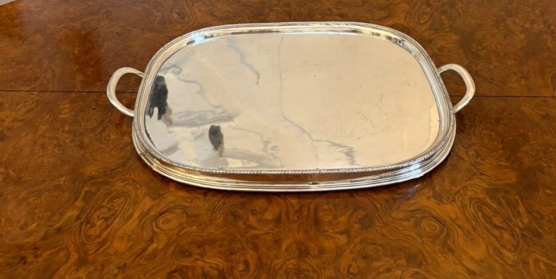 Antique Victorian Silver Plated Drinks Serving Tray with Handles - Image 4