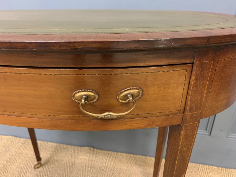 Edwardian Oval Inlaid Mahogany Writing Table - Image 6
