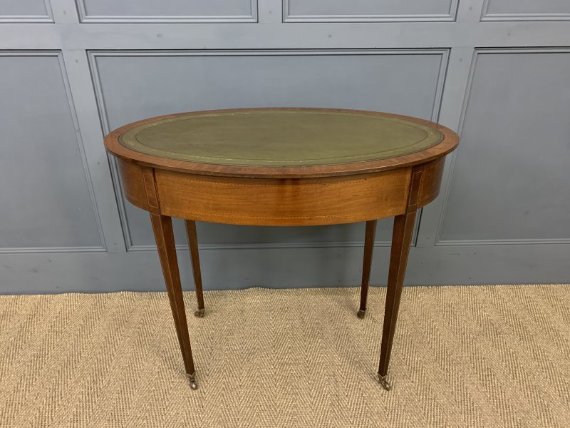 Edwardian Oval Inlaid Mahogany Writing Table - Image 12