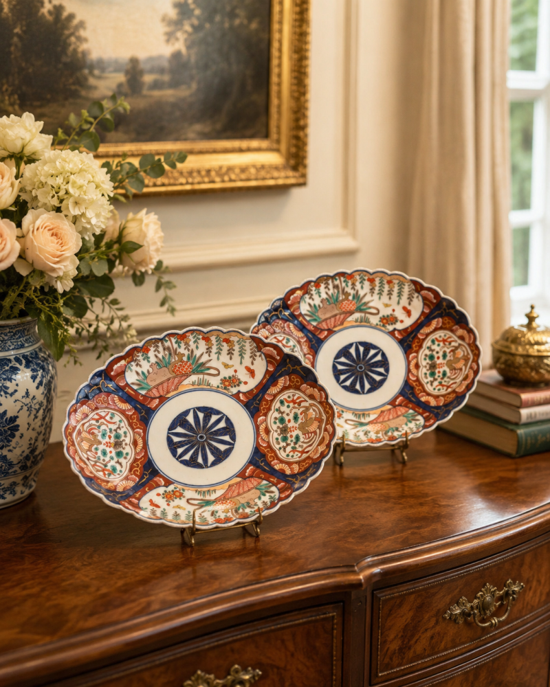 Antique Japanese Meiji Imari Oval Porcelain Dishes – Pair - Image 13