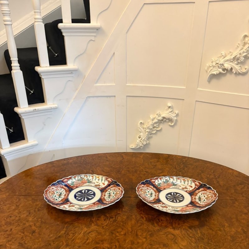 Antique Japanese Meiji Imari Oval Porcelain Dishes – Pair
