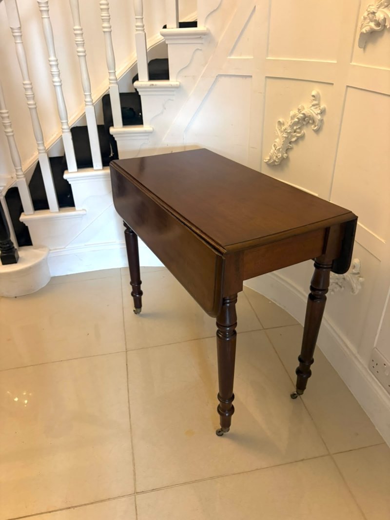 Antique Victorian Mahogany Pembroke Drop Leaf Dining Table - Image 9