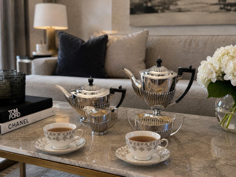 Antique Edwardian Four Piece Silver Plated Tea and Coffee Set - Image 4