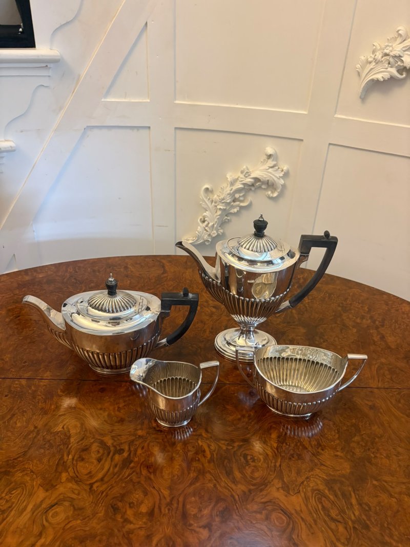 Antique Edwardian Four Piece Silver Plated Tea and Coffee Set - Image 5