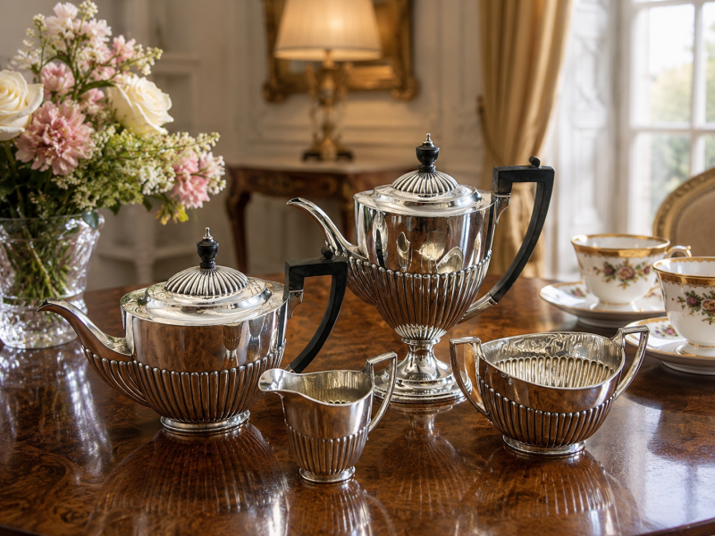 Antique Edwardian Four Piece Silver Plated Tea and Coffee Set - Image 2
