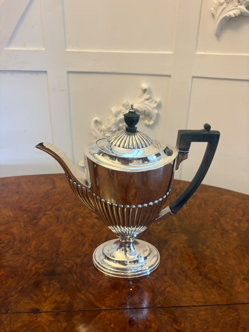 Antique Edwardian Four Piece Silver Plated Tea and Coffee Set - Image 8